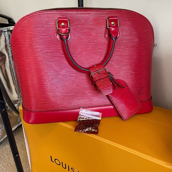 LOUIS VUITTON ALMA Red Épi EUC - Picture 1 of 15